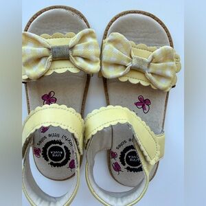 Livie & Luca Yellow Checkered Bow Sandals SIZE 12 **PLAY CONDITION SEE PHOTOS
